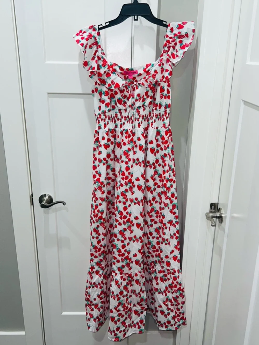 Betsey Johnson Strawberry Print Smocked Maxi Dress - Picture 2 of 5
